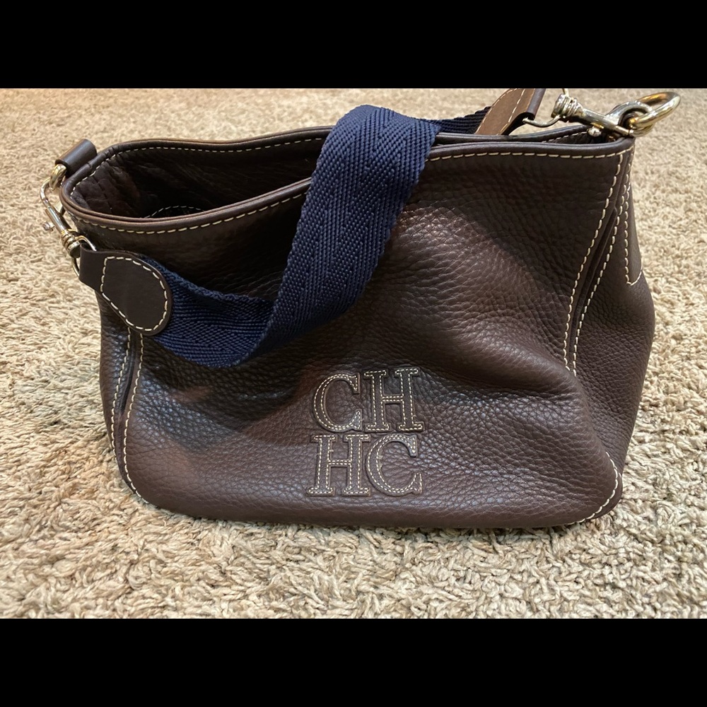 Carolina Herrera tote (brown leather/cream stitch)